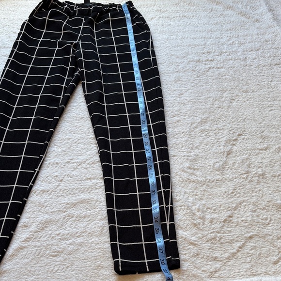 Black/White Print Slim Pants with Elastic Waist - Picture 10 of 12